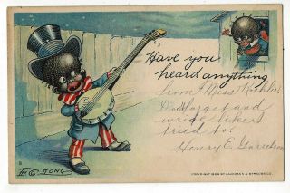 Black Americana Postcard Have You Heard Anything F.  G.  Long Illustrator