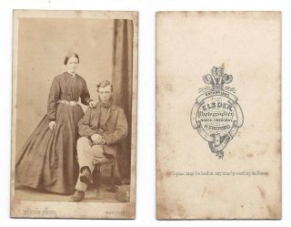Cdv Victorian Gentleman & Lady Carte De Visite By Elsden Of Hertford