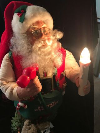Large 21” Vintage Animated & Illuminated Santa Claus With Candle