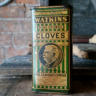Vintage Antique 1920s Watkins Pure Ground Cloves Spice Tin