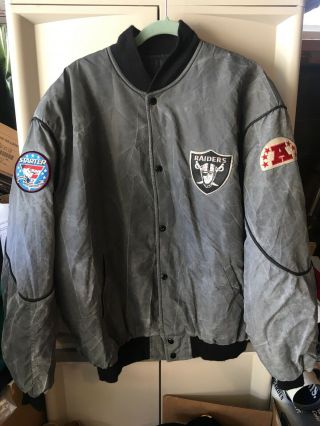 Los Angeles Raiders Gray Acid Wash Starter Jacket Nfl La Oakland Xl Vintage
