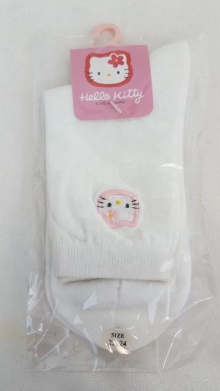 Rare Vtg 1998 Sanrio Hello Kitty Embroidered Ladies White Anklet Socks Japan