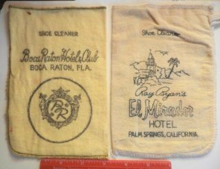 2 Vintage Hotel Shoe Cleaners From Palm Springs California & Boca Raton Florida