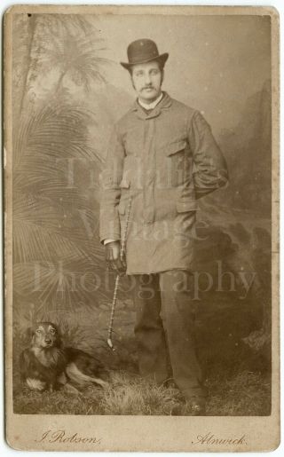 Cdv Man And His Dog Victorian Carte De Visite Photo,  J Robson Of Alnwick