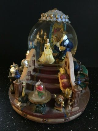 Vintage 1993 Disney Store Beauty And The Beast Snow Globe Music Box