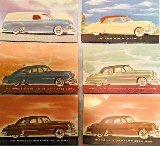 1950 Pontiac Automobile Advertising Postcard Set Of Six