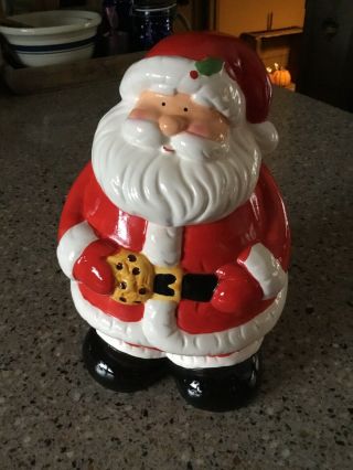 Vintage Santa Claus Cookie Jar Ceramic Porcelain Christmas