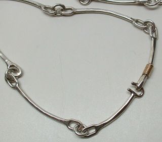 Vintage Solid 14k Gold & Sterling Silver St Croix Hook 17 - 1/2 " Necklace By Sonya