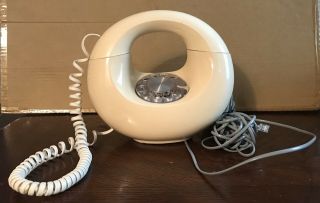 Vintage Beige Rotary Corded Donut Phone At&t 1970 