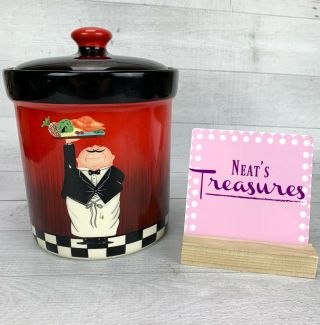 Certified International Tracy Flickinger French Waiter Fat Chef Bistro Canister