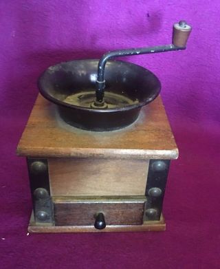 Coffee Grinder Mill With Pull Out Drawer Vintage Japan Wood Wooden 6 3/4 In High