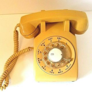 Vintage Itt Mustard Colored Rotary Desk Phone (with Cord) - Not