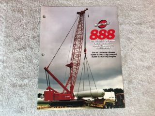 Rare Manitowoc 888 Clamshell Dragline Crane Dealer Sales Brochure