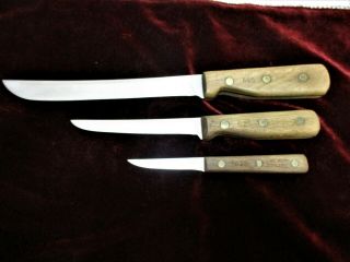 Set Of 3 Chicago Cutlery Knives 66s 62s 102s With Walnut Handles Fast