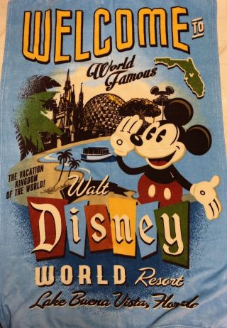 Mickey Mouse Welcome To Walt Disney World Fleece Blanket 40x64 Retro Wall Decor