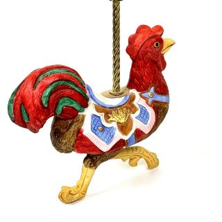 Vintage Lenox Bisque Porcelain Hand Painted Christmas Carousel Rooster Ornament