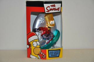 Bart Simpson " Hand - Crafted Glass Holiday Ornament " (mib) - Kurt Adler/2003=new