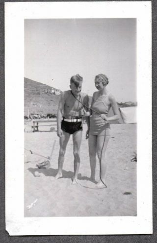 Vintage Photograph Car Auto Flapper Girls Swim Suit Boy Sex Slave Toy Whip Photo