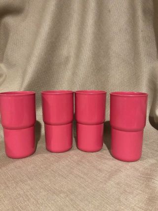 Tupperware Set Of 4 Tabletop Stacking 12 Oz Tumblers/ Cups/ Glasses Fiesta