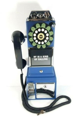 Crosley - Cr56 Corded 1950s Retro Style Classic Pay Phone - Blue