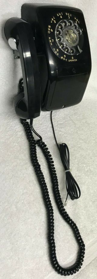 1960s Automatic Electric Nb902100cxx 3 - 68 - 3 Black Rotary Dial Wall Mount Phone