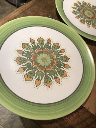 Vintage Melamine Dinner Plates - Set Of 6 - Mid Century Modern - Avocado