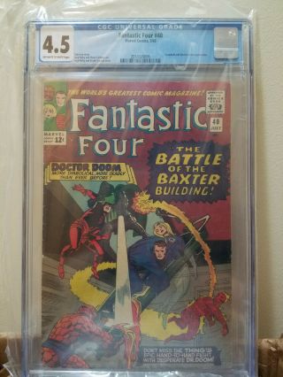 Fantastic Four 40 Cgc 4.  5 Off - White To White Doctor Doom & Daredevil Appearance