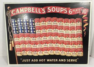 Metal Advertisement Sign Campbell ' s Soup American Flag 2001 Made In USA 2