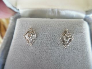 Vintage Diamond Earrings 10k,  Solid Yellow Gold,  Diamonds Set In White Gold