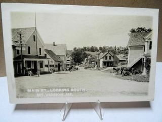 1914 Rppc Photo Postcard Main Street Looking South Mt Vernon Maine