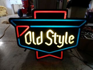 Vintage Old Style Beer Neo Neon Lighted Sign Heileman Brewing Bar Pub