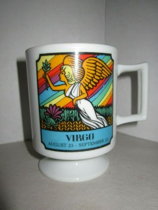 Vintage Virgo Zodiac Mug.  Spencer Gifts.  1977 Made In Japan.  White Ceramic