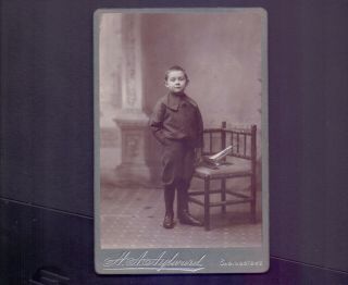 Vintage Cabinet,  Young Boy With A Toy Boat,  Photo H.  A.  Aylward,  Baisingstoke (rs2e