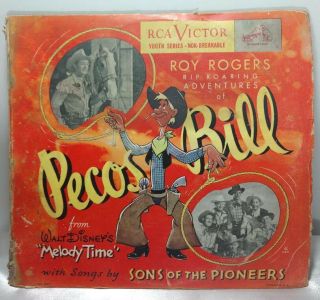 Roy Rogers Pecos Bill Rca Victor Record Book Set From Walt Disney’s Melody Time