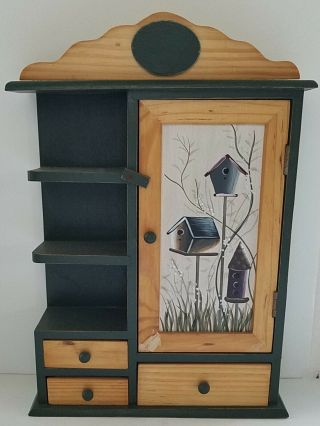 Curio Cabinet Vtg.  Wood 1 Door 3 Drawer 3 Shelves Table Top/wall Hanging Display