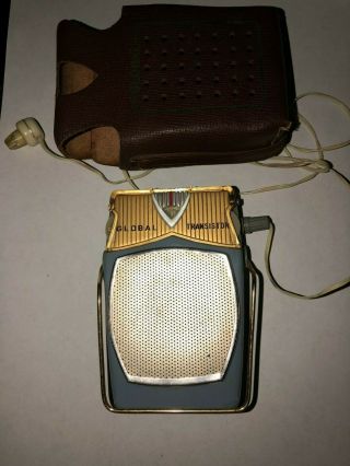 Global Gr - 711 Six Transistor Radio Blue & Gold With Case -,