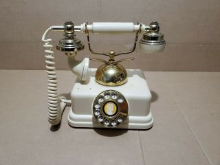 Vintage Style Ornate Gold Phone Old Fashioned Rotary Dial Telephone