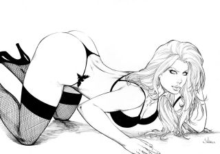 Sexy Jean Grey X - Men Art Pinup 11x17 Fabio Commission Sketch Ed Benes