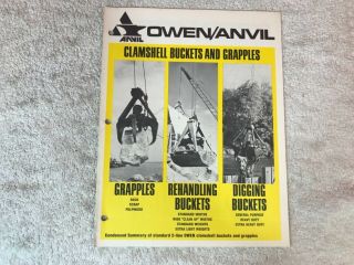 Rare 1960s Owen Clamshell Crane Excavator Buckets Dealer Brochure