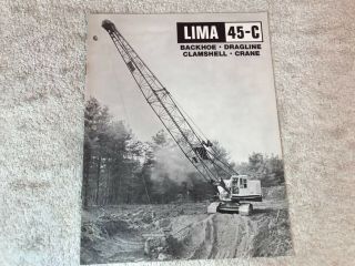 Rare 1970 Lima 45c Clamshell Backhoe Crane Dealer Brochure 11 Page