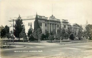 Ca,  Glendale,  California,  Rppc,  Union High School Building,  Exterior