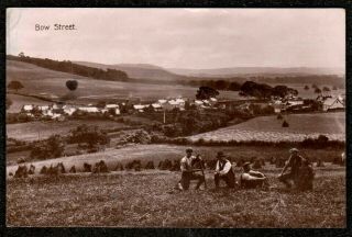1920 Bow Street Aberystwyth Farmers In Field Real Photo Postcard Wales