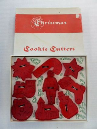 Educational Products Red Plastic Vintage Christmas Cookie Cutters Set Of 9