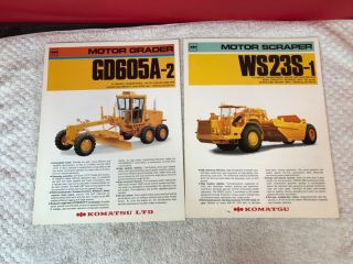 2 Rare Komatsu Motor Grader Tractor Dealer Sales Brochures