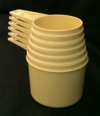 Vintage Tupperware Harvest Gold Measuring Cups Complete Set