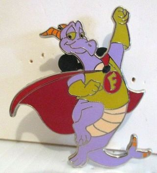 Disney Epcot Pin Figment Dragon Mascot Journey Into Imagination Hero Cape