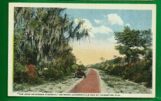 St.  Augustine,  Fl/ The John Anderson Highway/old Car On Brick Road/non - Linen Pc
