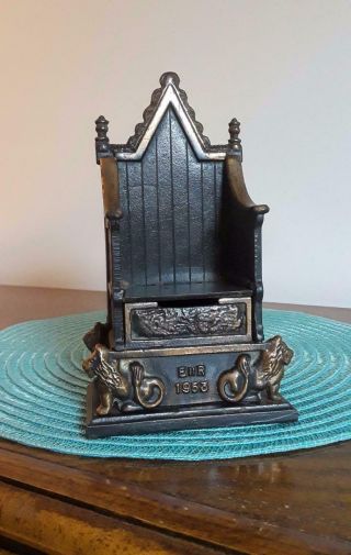 Cast Iron 1953 Queen Coronation Stately Royalty Throne Bank