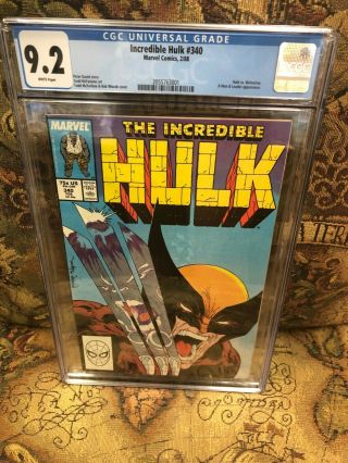 The Incredible Hulk 340 (feb 1988,  Marvel) - Cgc 9.  2 - Wolverine Appearance
