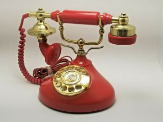Vintage Radio Shack Rotary Phone French Style - Red Model: 43 - 327